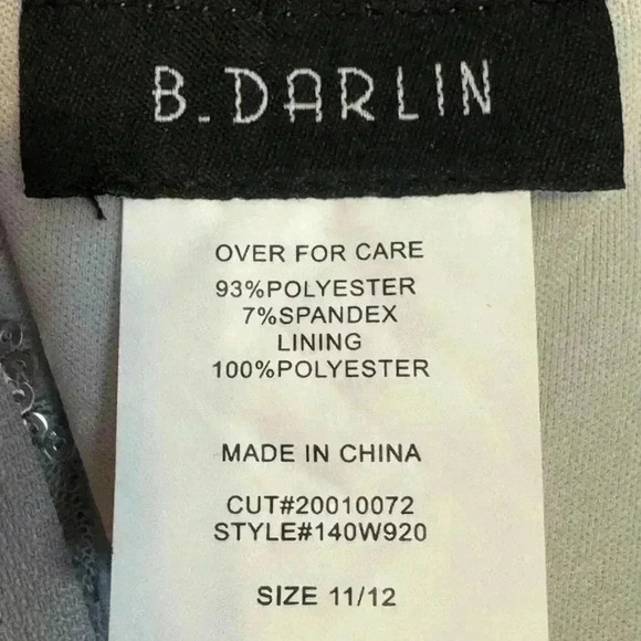 B Darlin Juniors Silver Sequined Bungee-Strap Gown Dress size 11/12 NWT - Picture 7 of 7